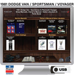 1981 Dodge & Plymouth Van Shop Manuals, Sales Brochures & Parts Book on USB
