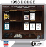 1953 Dodge Shop Manual, Sales Literature & Parts Book on USB