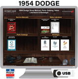 1954 Dodge Shop Manual, Sales Literature, & Parts Book on USB