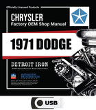 1971 Dodge Shop Manuals, Sales Data & Parts Book on USB