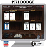 1971 Dodge Shop Manuals, Sales Data & Parts Book on USB
