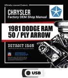 1981 Ram 50 Arrow Shop Manuals Owner Manual Parts Book & Sales Literature on USB