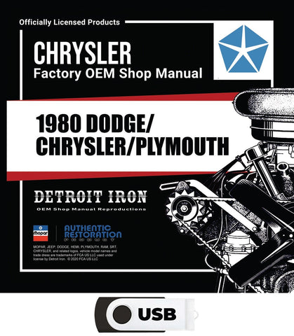 1980 Dodge Chrysler Plymouth Full Size Car Shop Owner Manuals Parts Data on USB