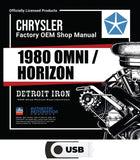 1980 Omni & Horizon Shop Manuals, Parts Book, Owner Manuals & Sales Data on USB