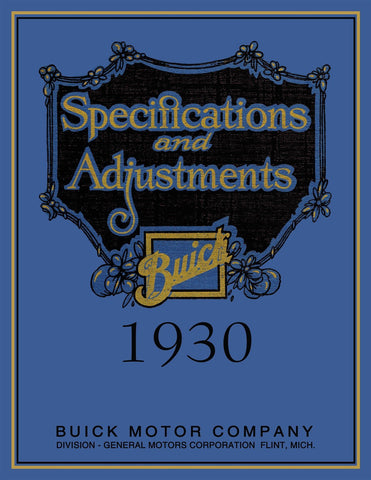 1930 Buick Specifications and Adjustments