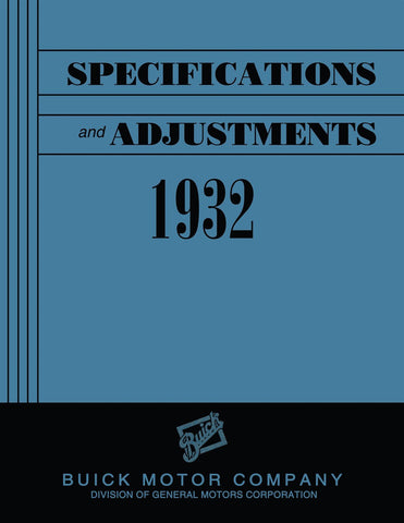 1932 Buick Specifications and Adjustments