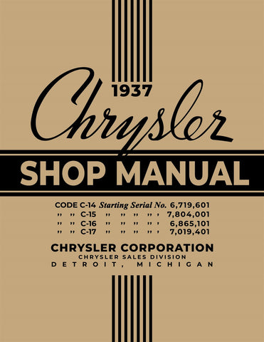 1937 Chrysler Shop Manual - Includes 11x26 inch Wiring Diagrams